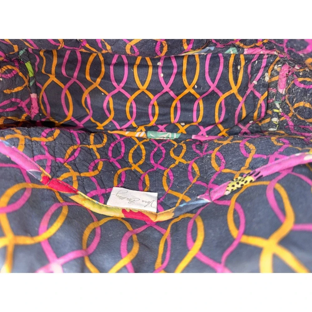 Vera Bradley Quilted Cotton Floral Tote Bag Grey Pink Yellow Shoulder Bag